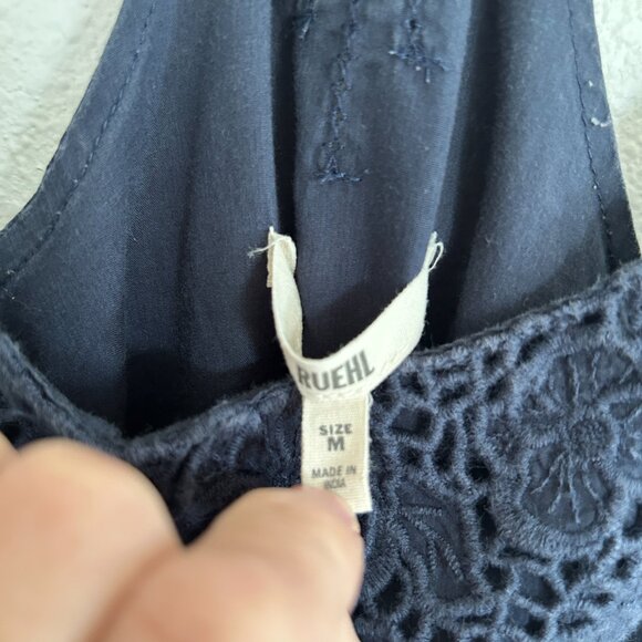 Ruehl Tank Top M Blue Spaghetti Strap Halter Crochet Trim Braided Straps - Picture 9 of 10